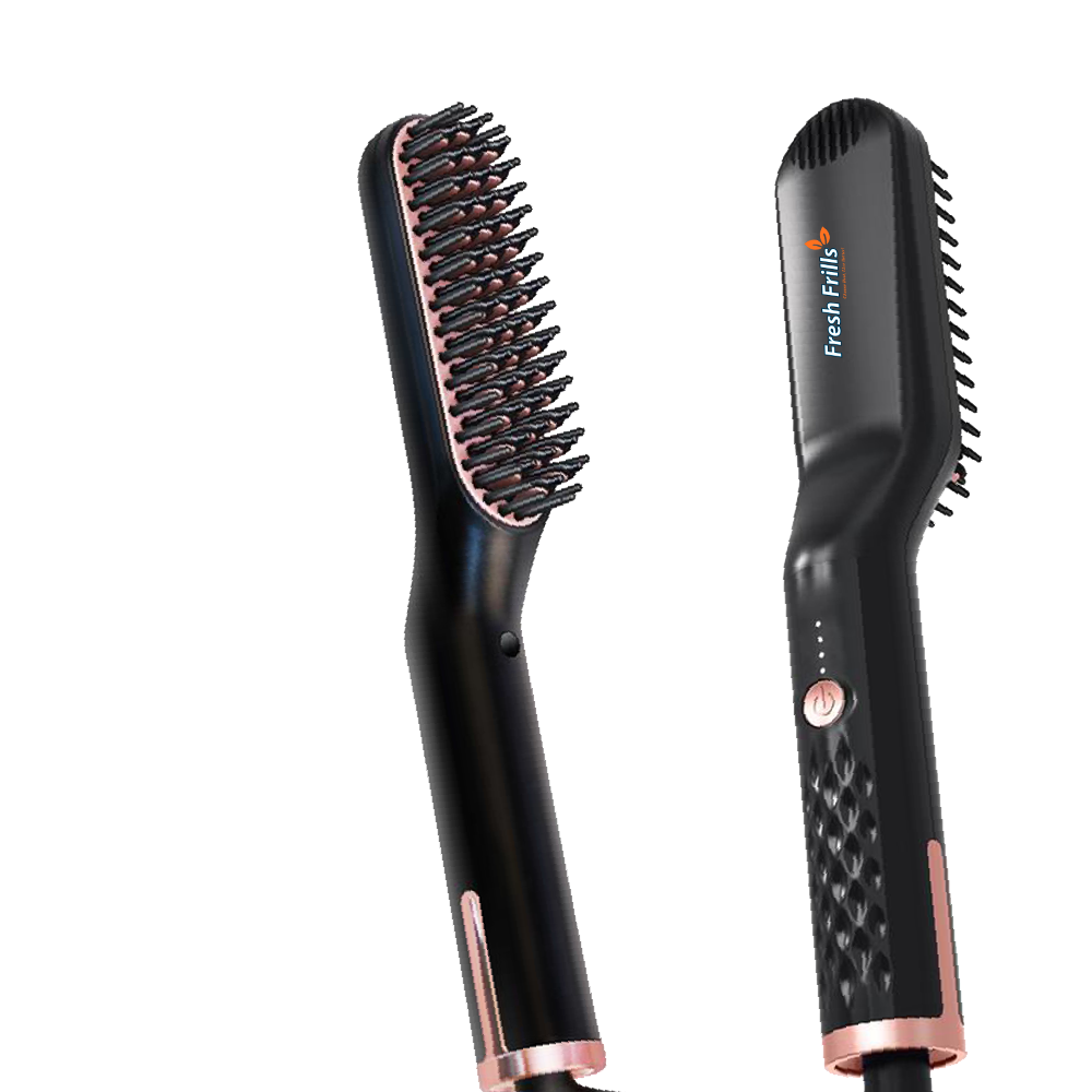 Peigne à cheveux électrique multifonctionnel, fers rapides, brosse à barbe droite automatique