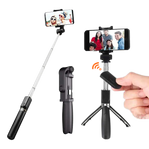 Wireless Bluetooth Operated Remote Control with Handheld Selfie Stick Monopod + Tripod for Mobile Phones